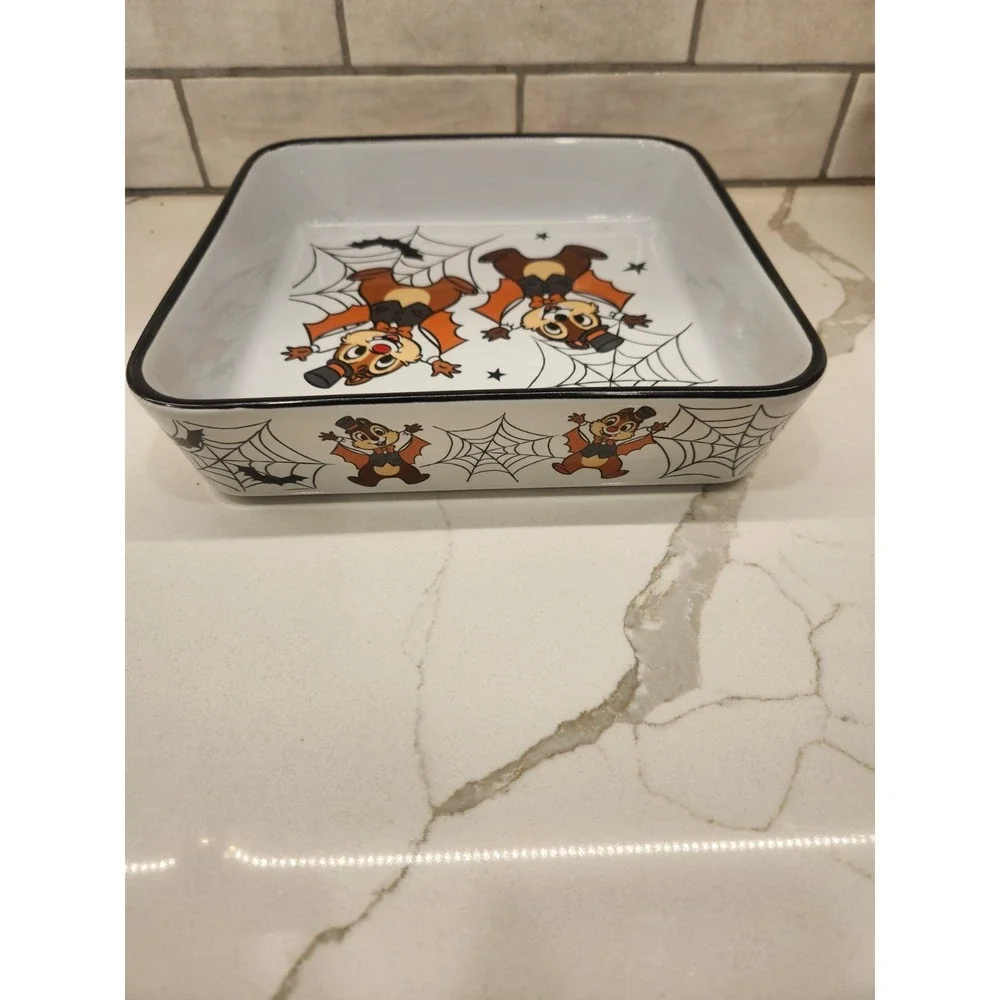 Disney Chip & Dale Halloween Bats Spider Webs Baking Casserole‎ Pan Dish 9